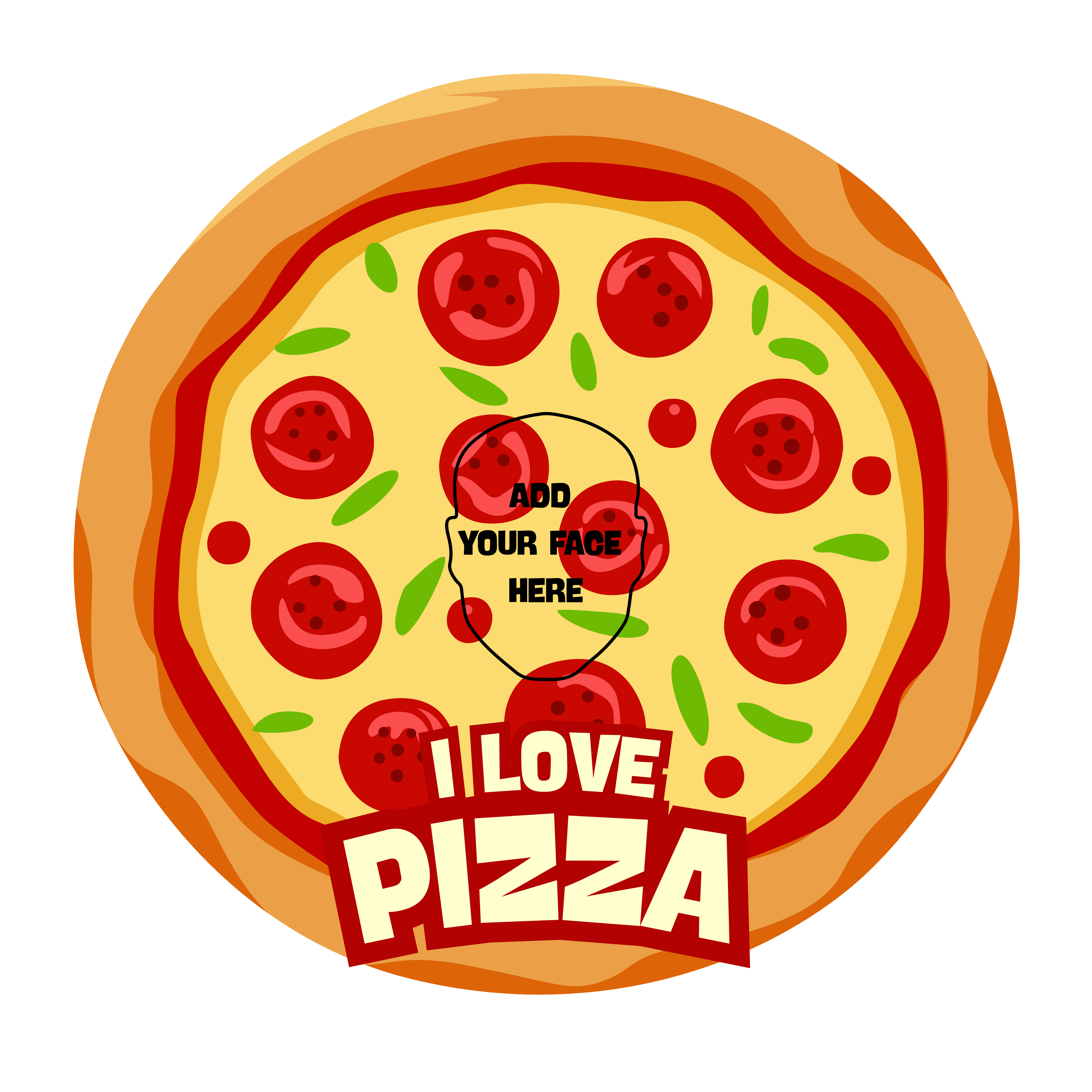 Custom Pizza Face Pillow – “I Love Pizza” Design
