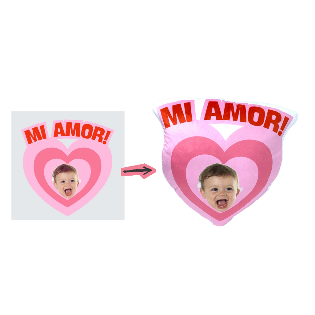 Mi Amor Romantic Face Cut out Pillow