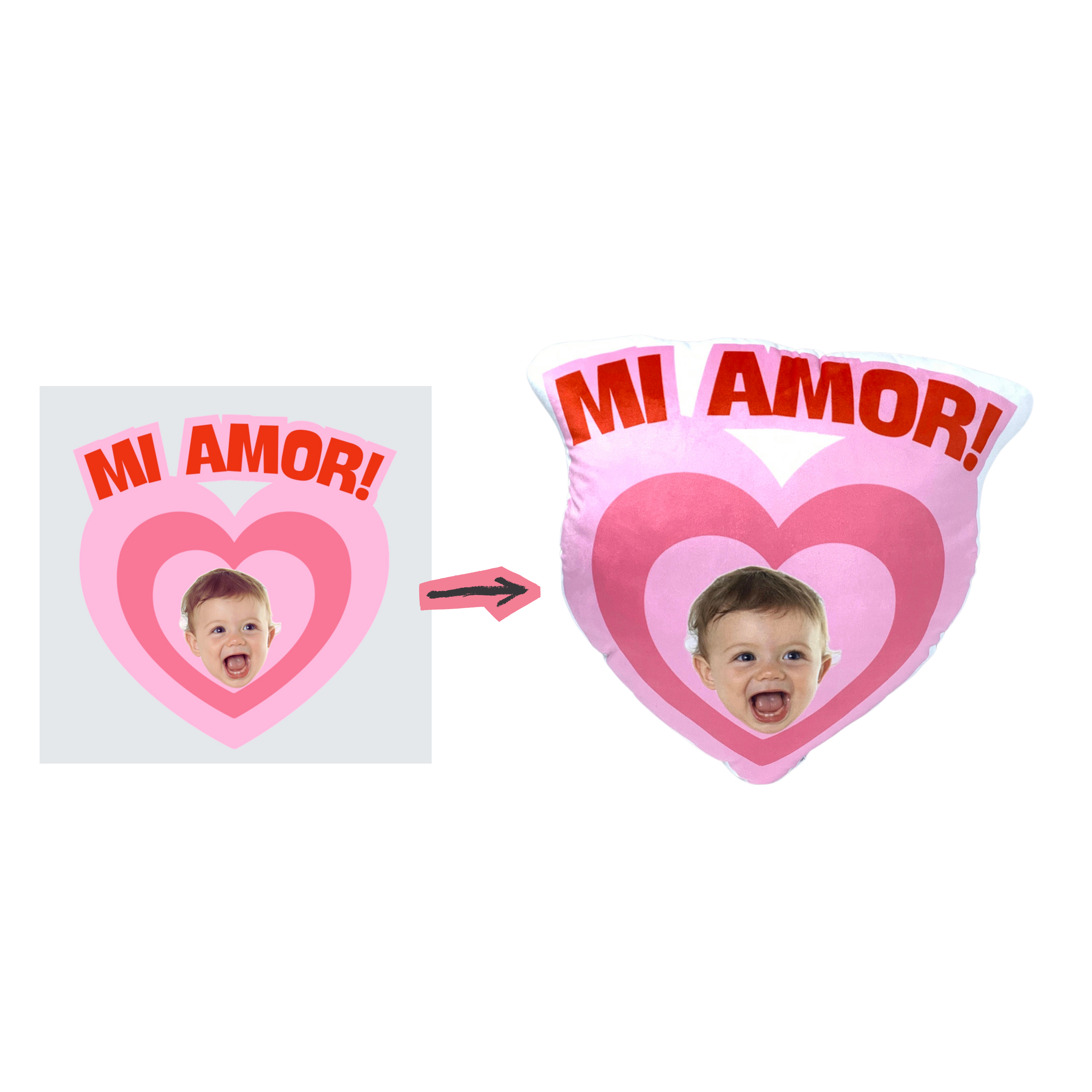 Mi Amor Romantic Face Cut out Pillow