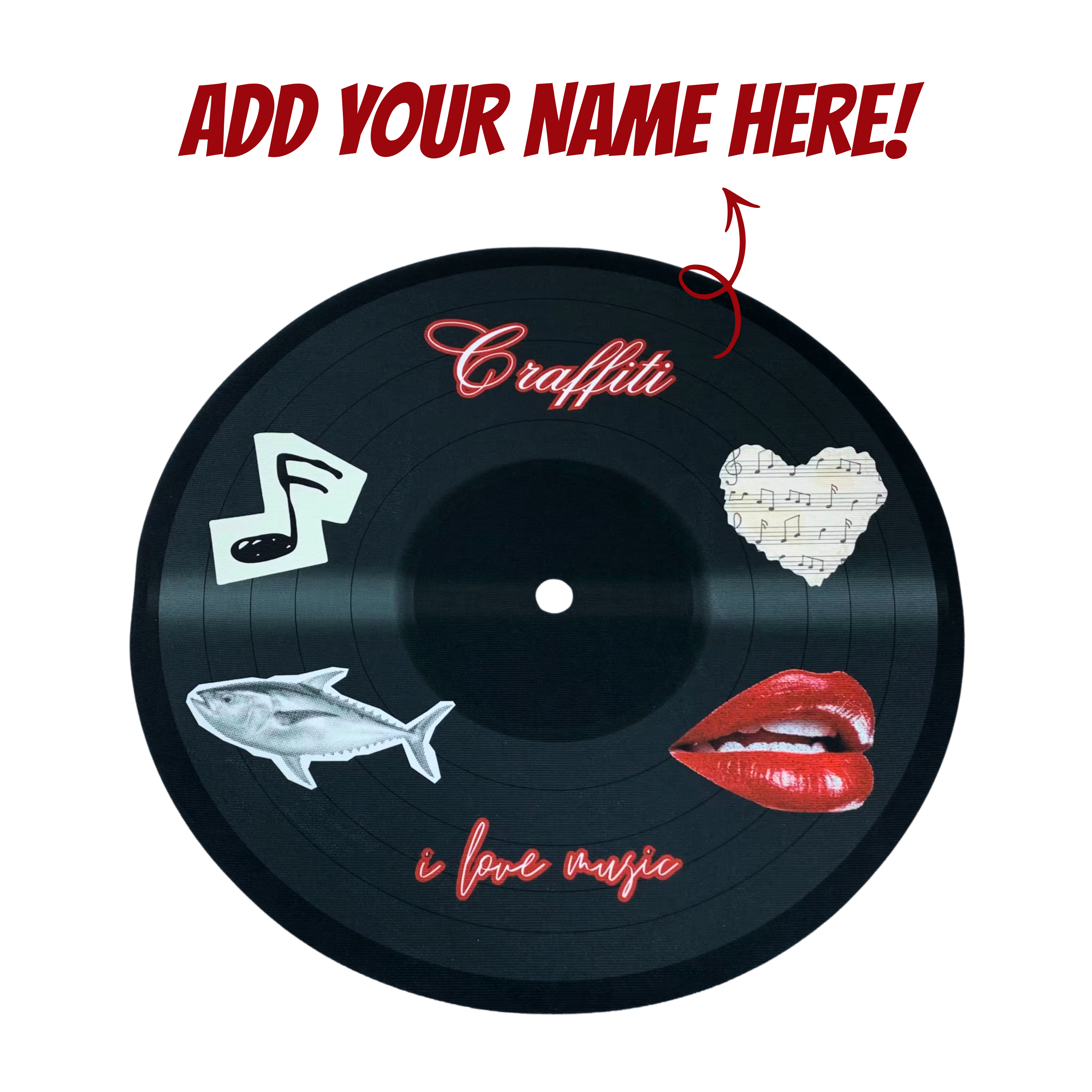 Personalized Vinyl Record Floor Mat | Music Decor